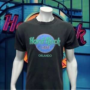 Vintage Hard Rock Cafe Orlando FL Black Spell Out Single Stitch T-Shirt USA LG